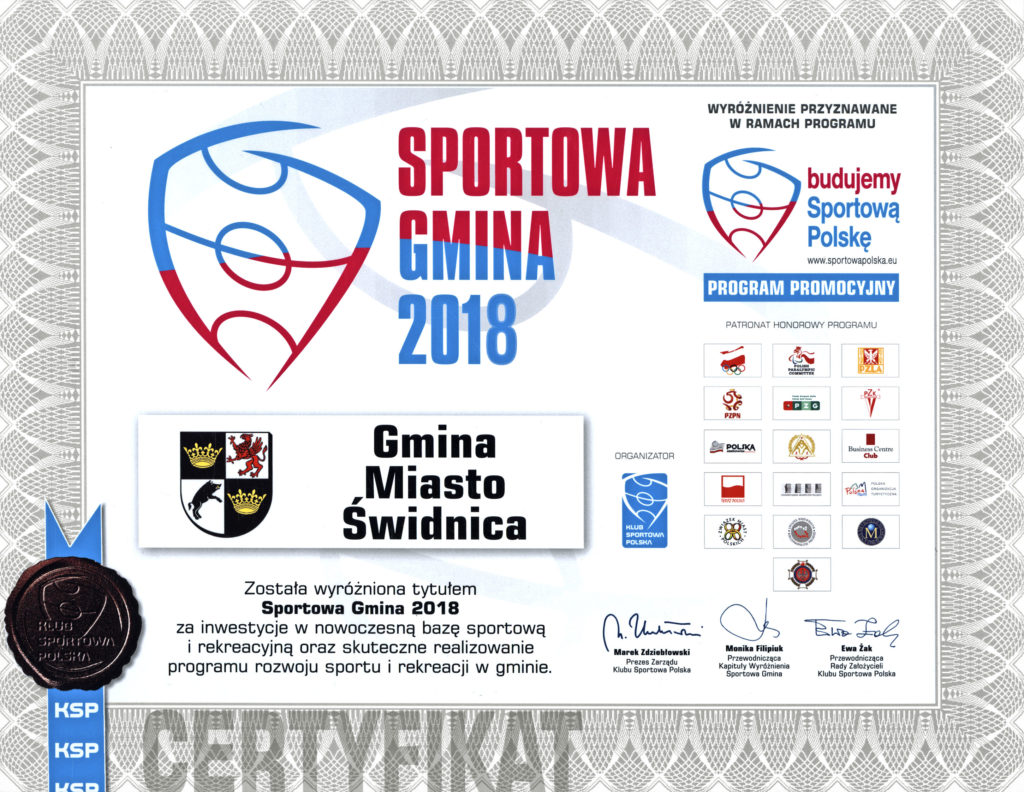 certyfikat sportowa gmina 2019